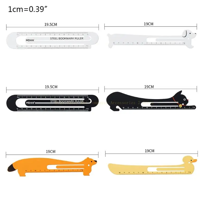 Cartoon metal Ruler Book Holder Clip Measuring Scale Drawing Tool School Student Supply