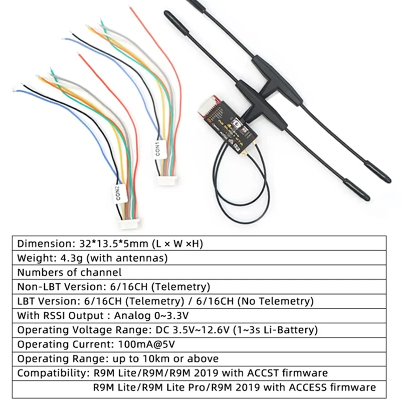 Daily R9 Slim+OTA Receiver ACCESS 900Mhz Long Range 6 PWM Outputs With Dual T Antennas