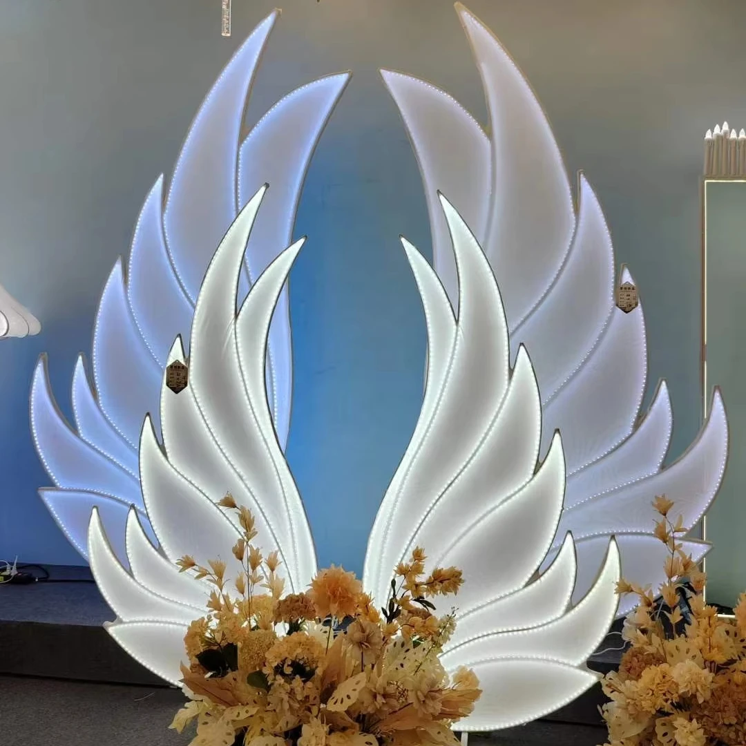 Hot Sale Wedding  Party Decor Angel wings LED Wing Lights Backdrop for Stage Decoration