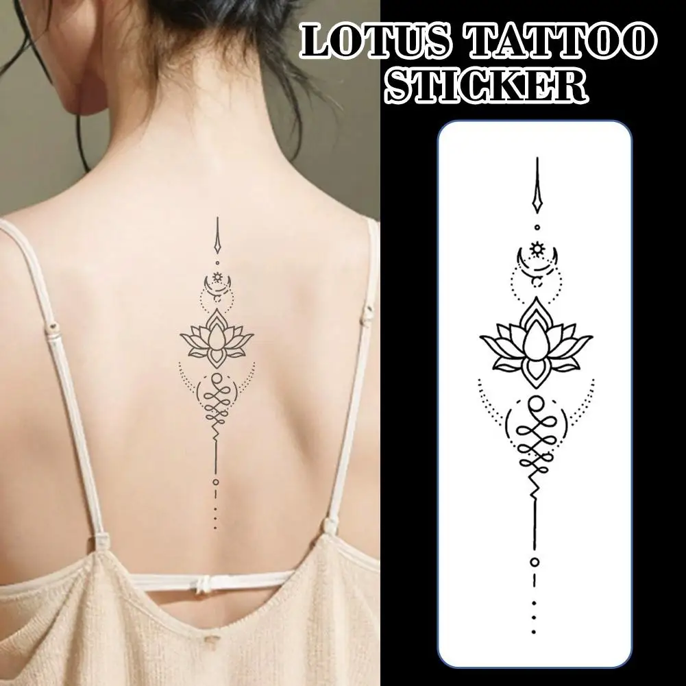 

Татуировка наклейка в виде лотоса, пластырь для татуировки с травяным соком для памятной королевы на спине, длинная полоска, полуперманентная поддельная татуировка, наклейка H4T7