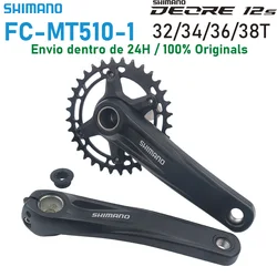 시마노 MT510 MTB 크랭크 세트, 크라운 산악 자전거 스프로킷, 170mm 자전거 촛불 발, 12S Deore M6100 크랭크 세트, 32T, 34T, 36T, 38T