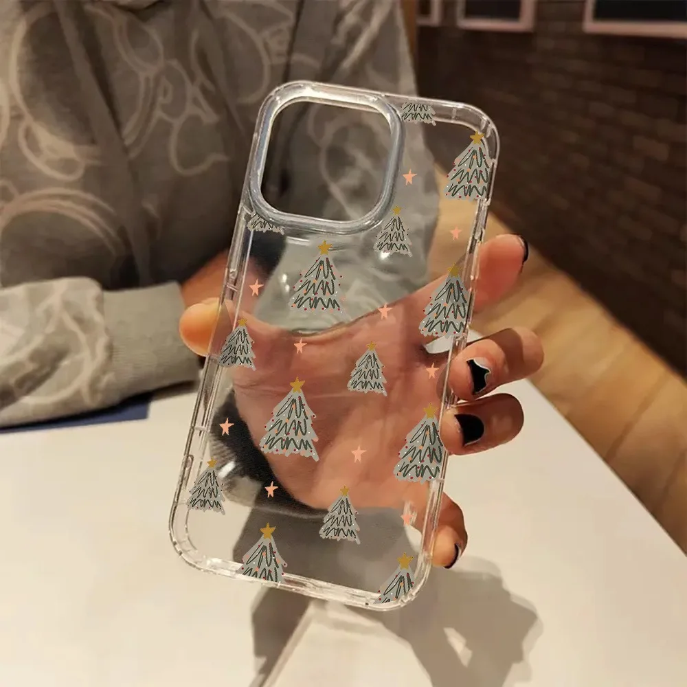 Прозрачный чехол для телефона с милой рождественской елкой, подходит для iPhone 17 Pro Max 17 Air 16 11 13 12 14 15 7 8 Plus XS XR X Clear Cover