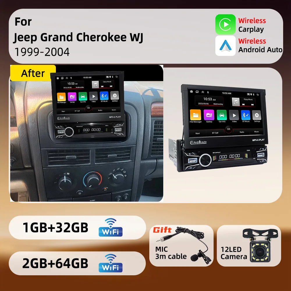 For Jeep Grand Cherokee WJ 1999-2004 Android 1Din Screen Stereo 7
