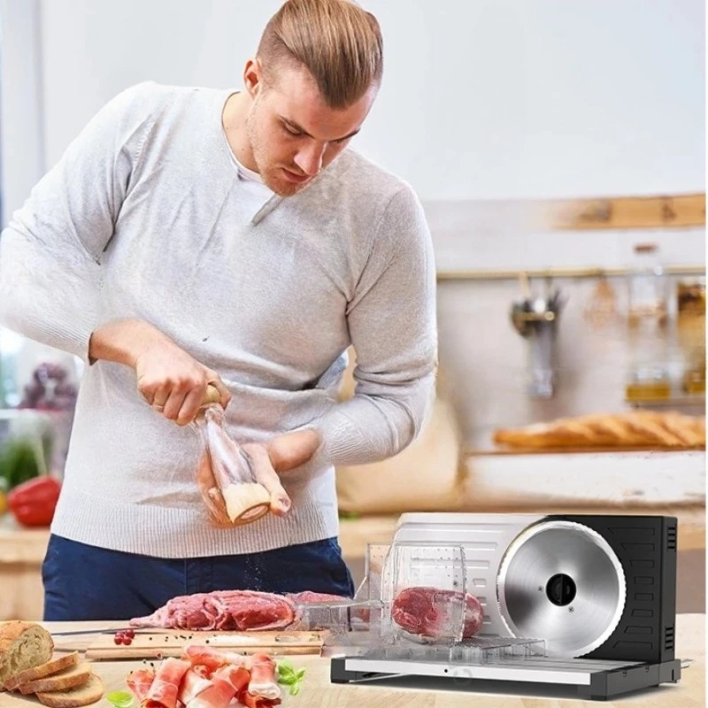 220V/110V Household Electric Slicer Silent Frozen Meat Stainless Steel Meat Slicer Commercial