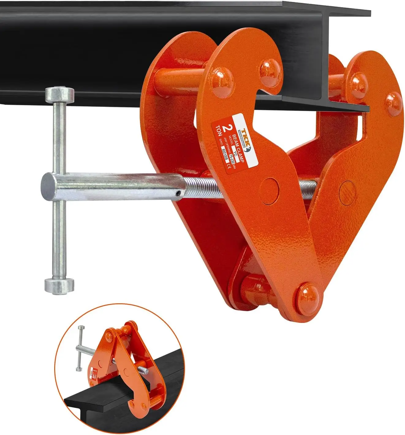 

Heavy-Duty Beam Clamp for Lifting, 4400Lbs Capacity, Adjustable 3-9 Inch Opening, Orange Tool