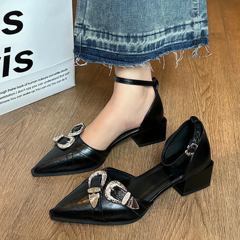 

Sexy Women Pointed Toe Heeled Sandals High Heels Shoes Summer Fashion 2025 Dress New Elegant Woman Chunky Pumps Mujer Sandalias