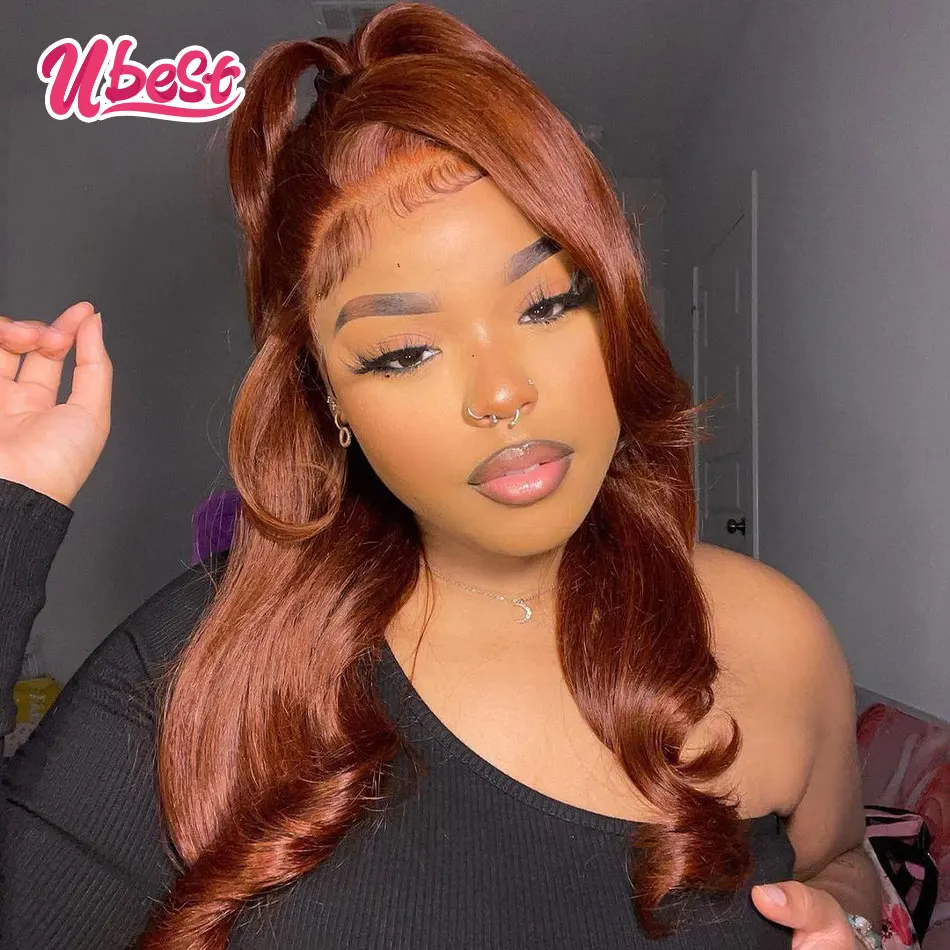 

Ginger Brown Lace Front Wig Human Hair Transparent 13x4 Lace Frontal Body Wave Wigs Pre Plucked Remy Wigs For Women Ubest Hair