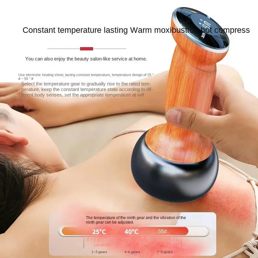 Hot Stone Electric GuaSha Massager Skin Scraping Back Neck Massage Shock Relax Muscles Bian Stone Guasha Tool Physiotherapy