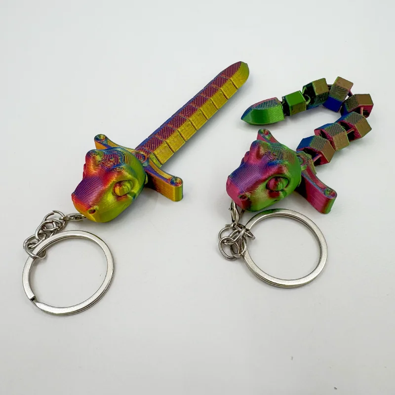 Espada de dinosaurio impresa en 3D que transforma la articulación creativa juguete de empalme móvil llavero regalo para niños y niñas 1 Uds