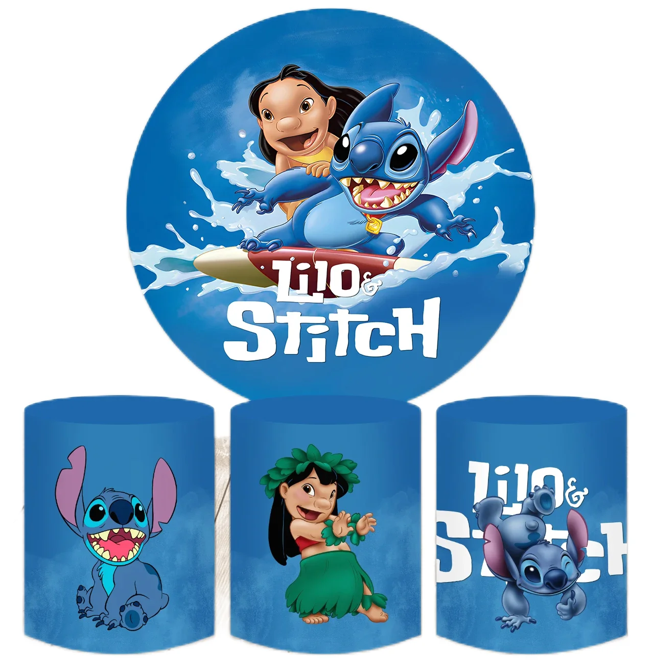 Круглый фон с кругом на тему Лило и Стич для милых девочек, детский душ, фоны для вечеринки в честь первого дня рождения, милые чехлы на цилиндры