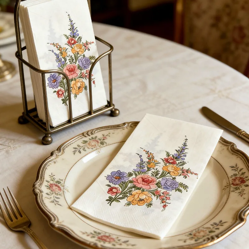 20 Sheets 33*40cm 2Ply Colored Floral Long Printed Napkins for Weddings  Afternoon Tea Parties Decoration DIY Decoupage Paper
