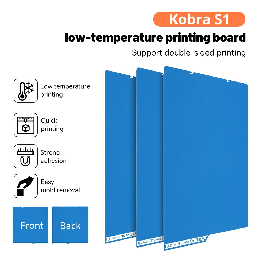 

Kobra S1 3D-принтер, рабочая пластина, магнитный стальной лист высокой твердости, низкотемпературный двухсторонний аксессуар для 3D-печати для PLA/PETG