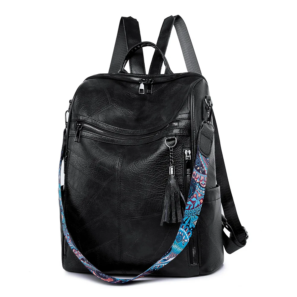 

PU leather2025 new casual retro women's soft leather multi-functional shoulder simple versatile large-capacity backpack