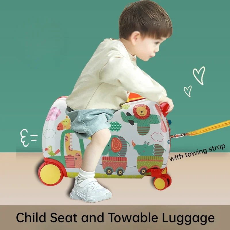 

Children's Cartoon Suitcase Baby Can Sit and Drag Multifunctional Toys Universal Wheel Large Capacity Travel Luggage