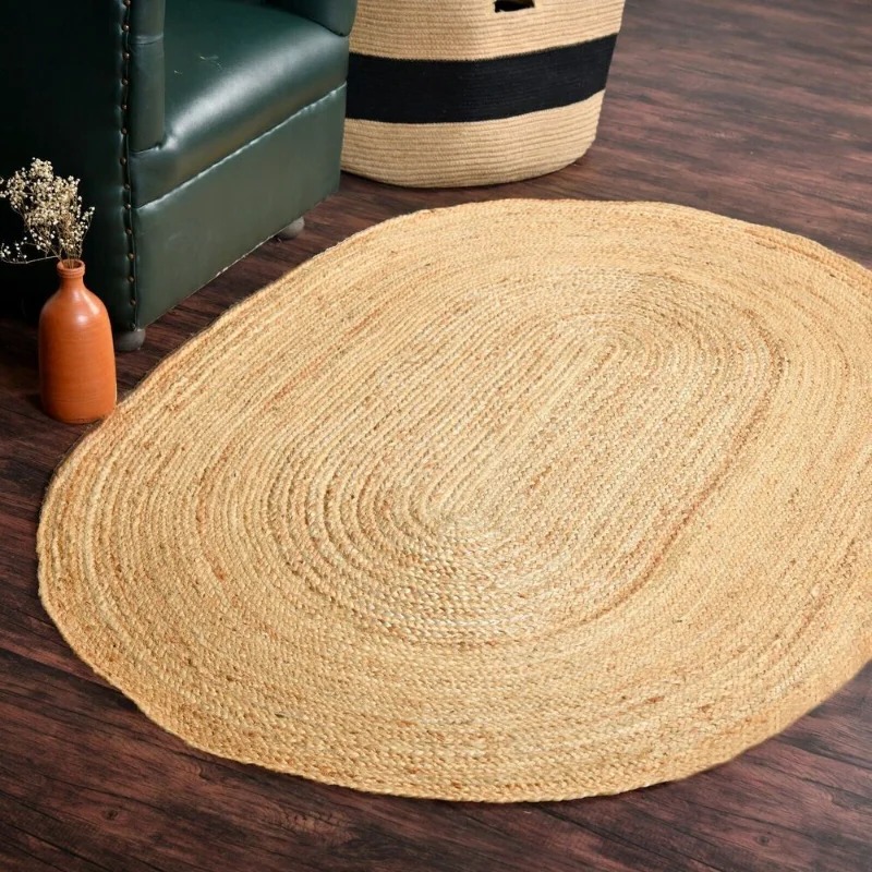 

Jute Rug Oval Rug Jute Carpet Mat Area Rug Natural Handmade Braided Rustic Look