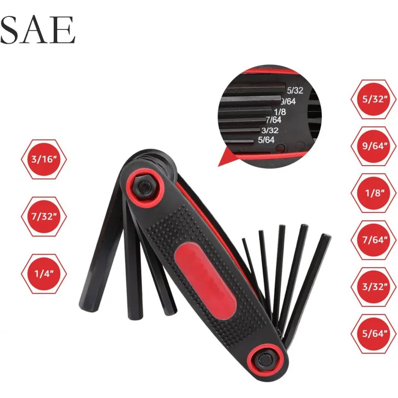 25 قطعة سداسية قابلة للطي، 3 مفتاح ربط على شكل حرف L SAE لإصلاح المنزل والسيارة والدراجة (3) #4