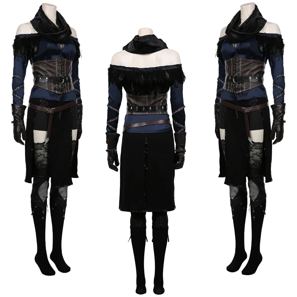 Yennefer Cosplay Costume gioco strega Fantasia cintura sciarpa gonna guanto Set travestimento abiti Costume di Halloween delle donne vestito di carnevale