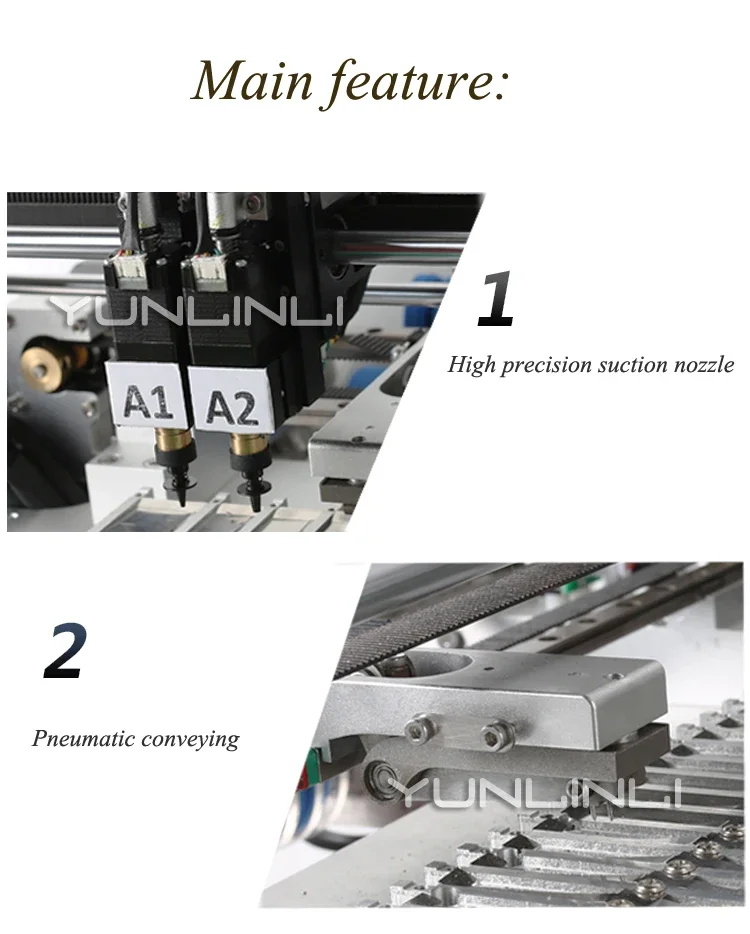 Automatic Chip Mounter Machine High Speed Chip Shooter with SMT3 Visual 3MARK Pneumatic D600