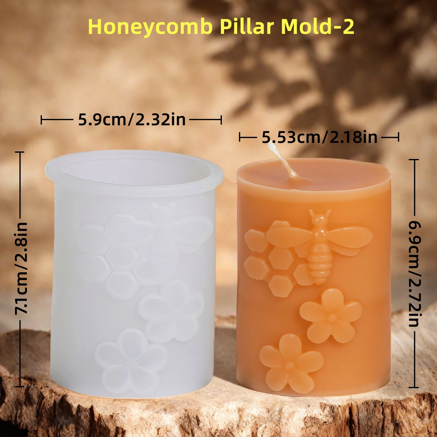 3D Waben Säule Kerze Silikon Form DIY Geprägte Biene und Blume Waben Zylinder Aromatherapie Kerze Gips Form Dekor – Detail 1