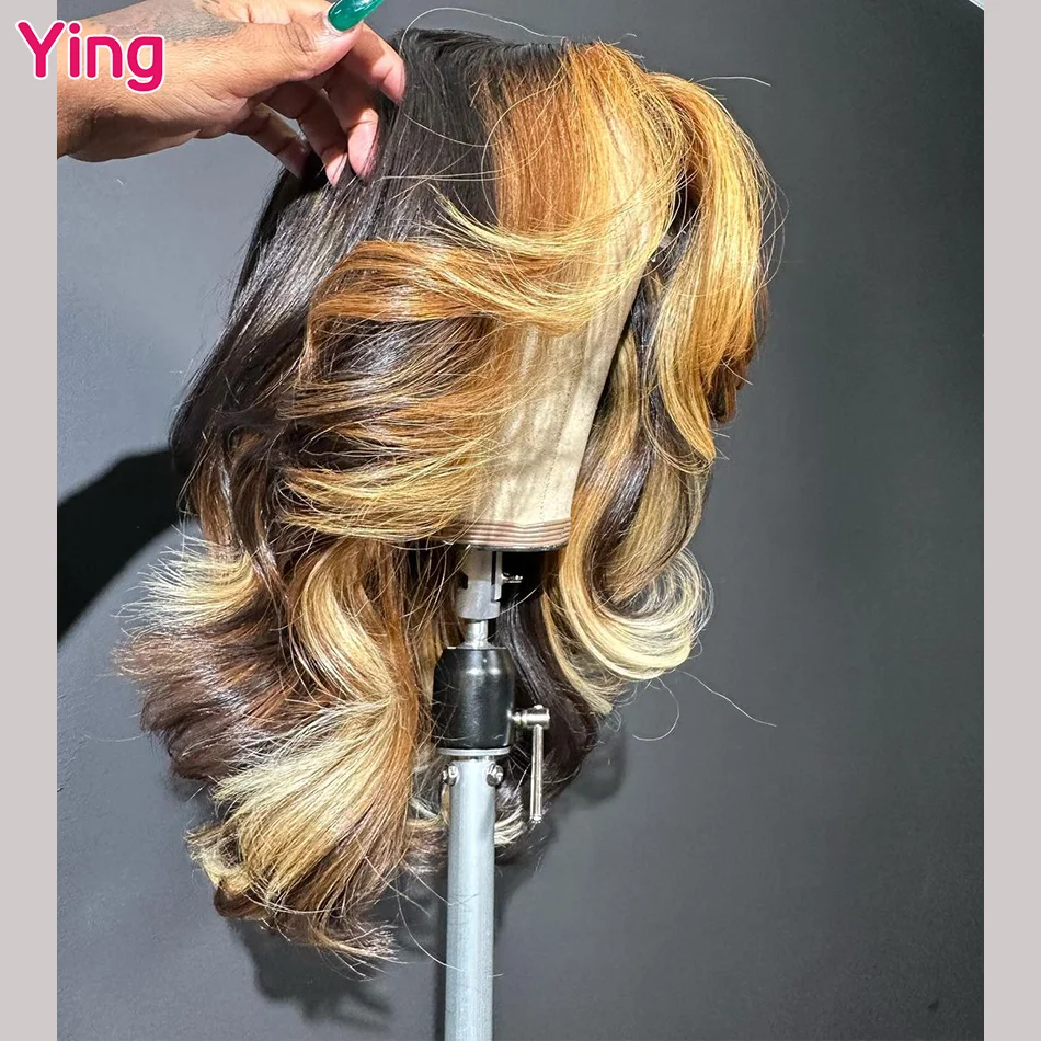 

Ying Highlight Brown Honey Blonde 180% Body Wave 13x4 Lace Front Wig PrePlucked With Baby Hair 13x6 Transparent Lace Front Wig