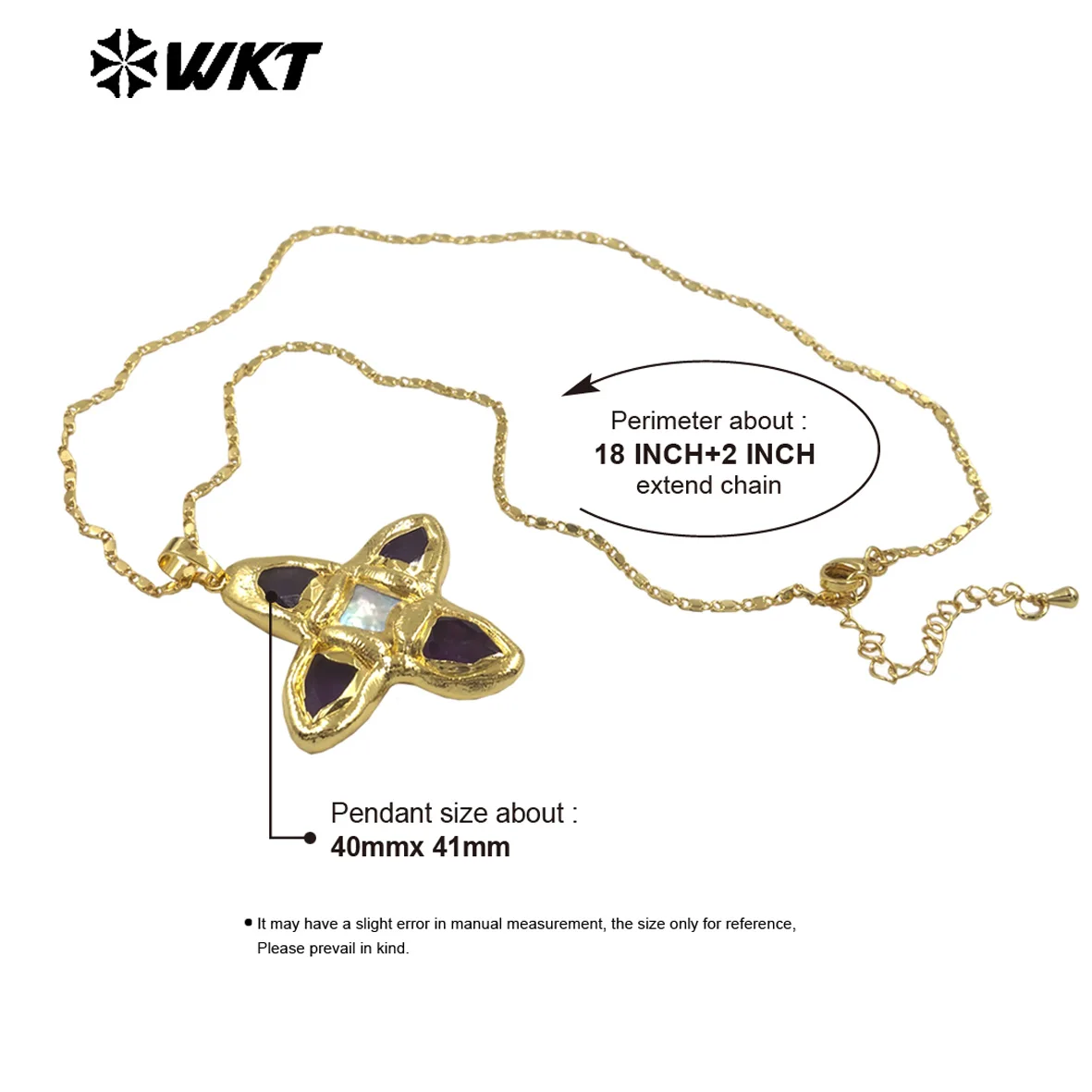 WT-JN363 Newest 5PCS Natural Stone Pearl Cross Shape 18inch Necklace With 18k Real Gold Plated  For Women Daily Decoration