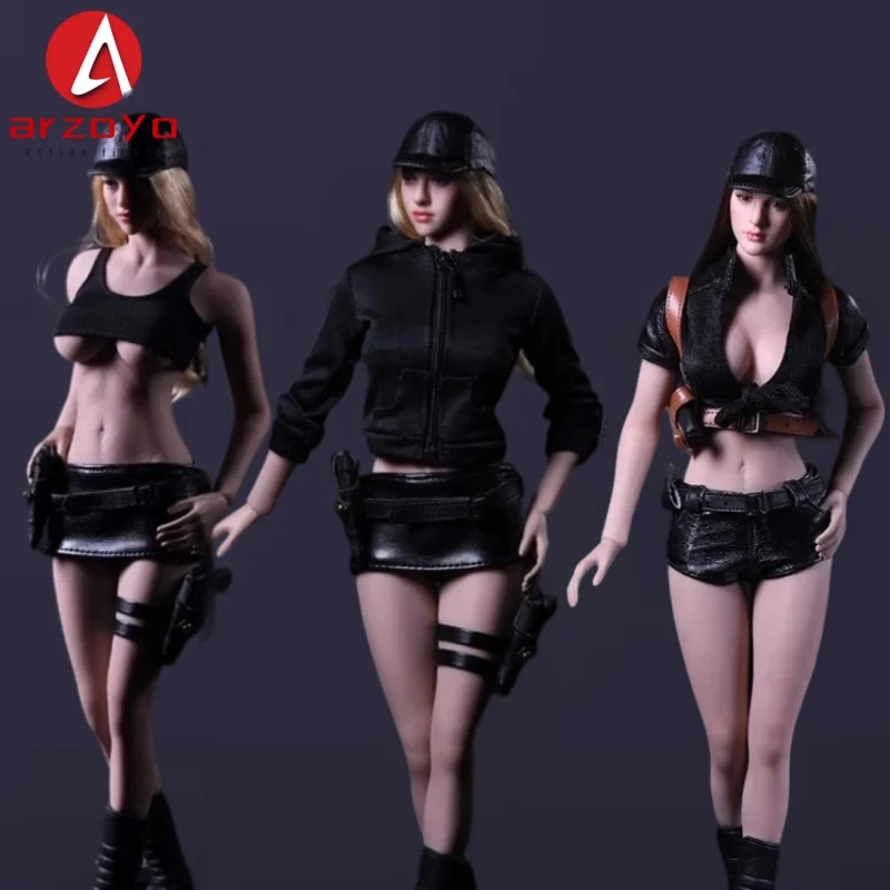 

VStoys 17NSS-A/B 1/6 Scale Female Sexy Killer Suit Model Black Shirt Shorts Vest Clothes Set For 12 inches PH TBL Body Figure