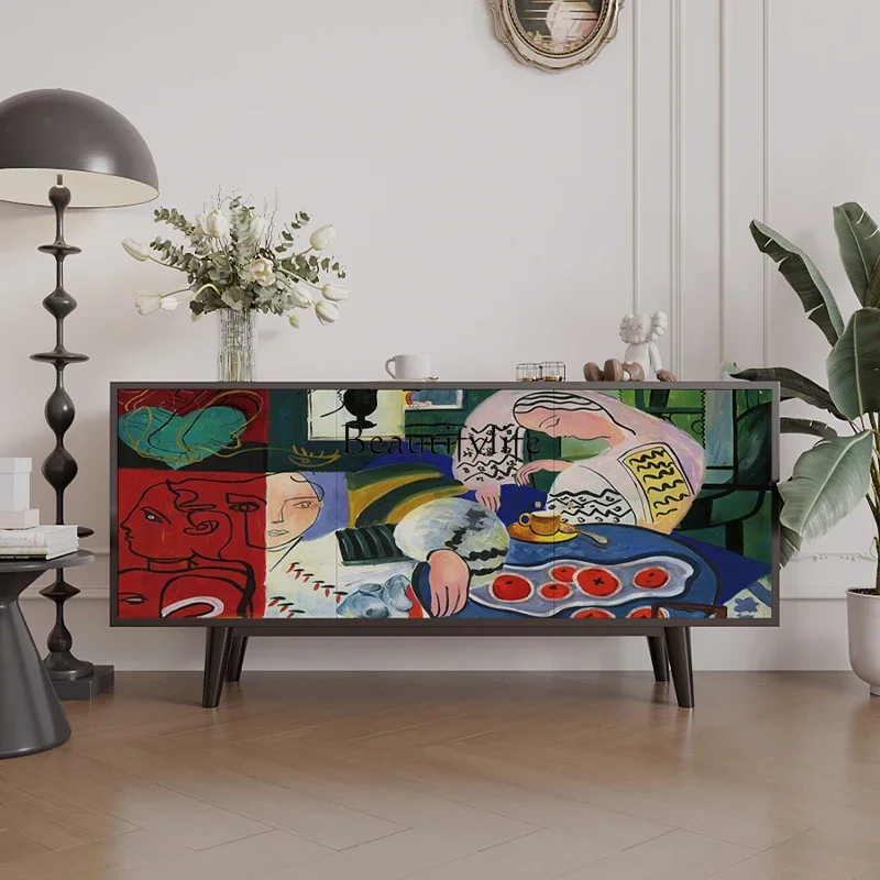

LXNordic creative abstract vertical cabinet, side cabinet, solid wood integrated against the wallSSS