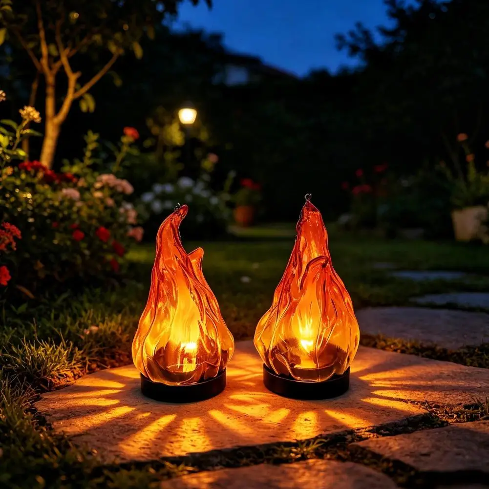 Solar Flame Hanging Lantern Light IP65 Waterproof Flickering LED Flame Effect Outdoor Decorative Lamp For Garden Patio Yard - view 3