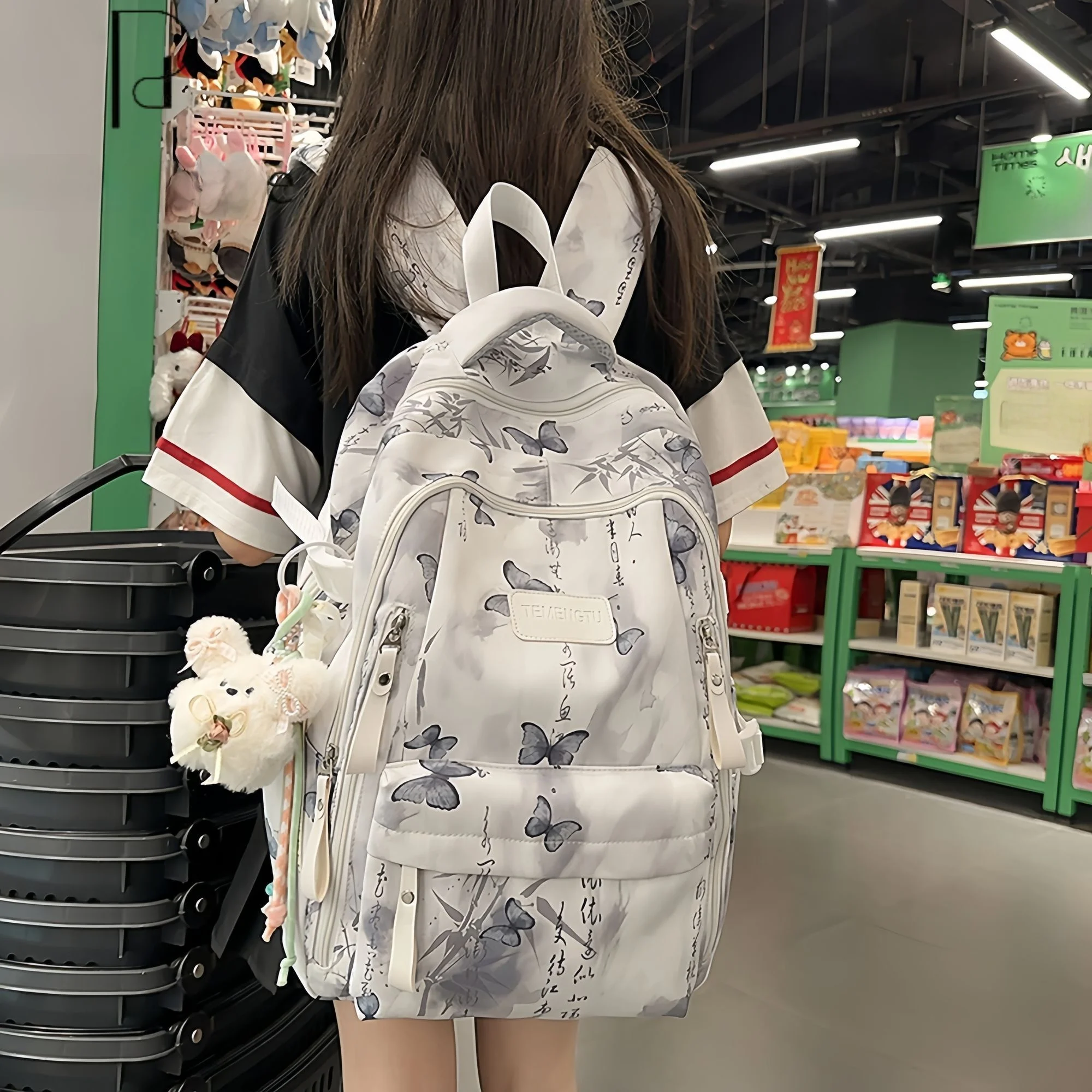 軽量大容量バックパック-中学生-高校生-大学生向け-中国風-デュアルショルダーバッグ-アウトドアスポーツ