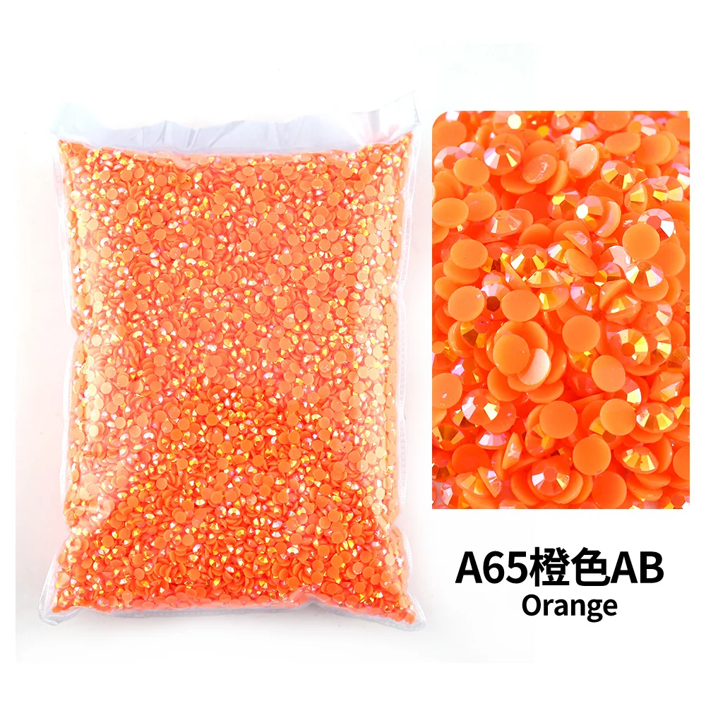 Orange AB Wholesale Bulk Resin Rhinestone Jelly transparent AB 2mm,3mm,4mm,5mm,6mm Facets FlatBack Nail Art Garment Decoration