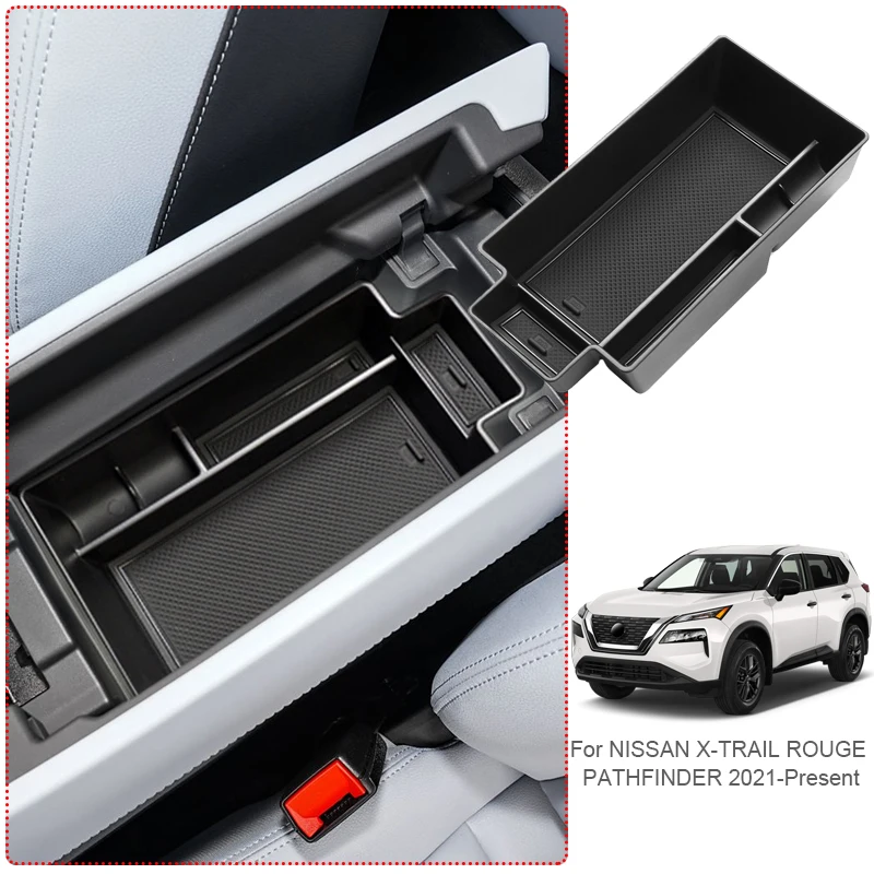 Car ABS Armrest Box Storage For NISSAN X-TRAIL ROUGE PATHFINDER 2021-Present Under Centrol Control Organizer Tray Accessories