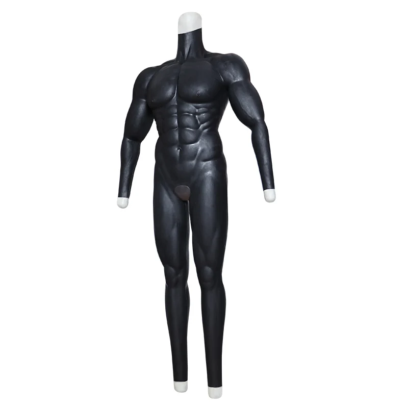 Smitizen Silicone Muscle Suit for Cosplay Fetish Whole Bodysuit Dark Latex Shackles with Arms Gay Costumes Enhance Body