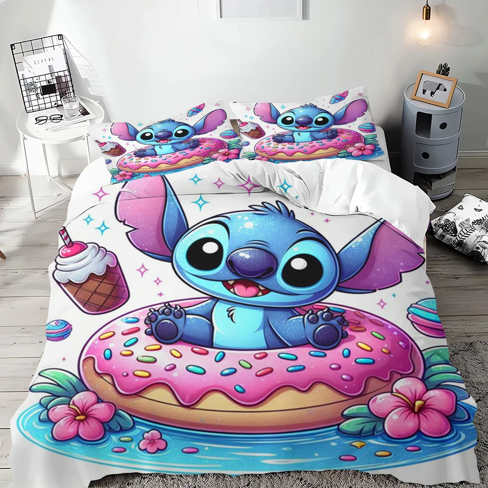 Imagem -03 - Stitch Anime Cartoon Bedding Grupo 3d Impressão Colorida Tamanho Completo Decoração do Quarto