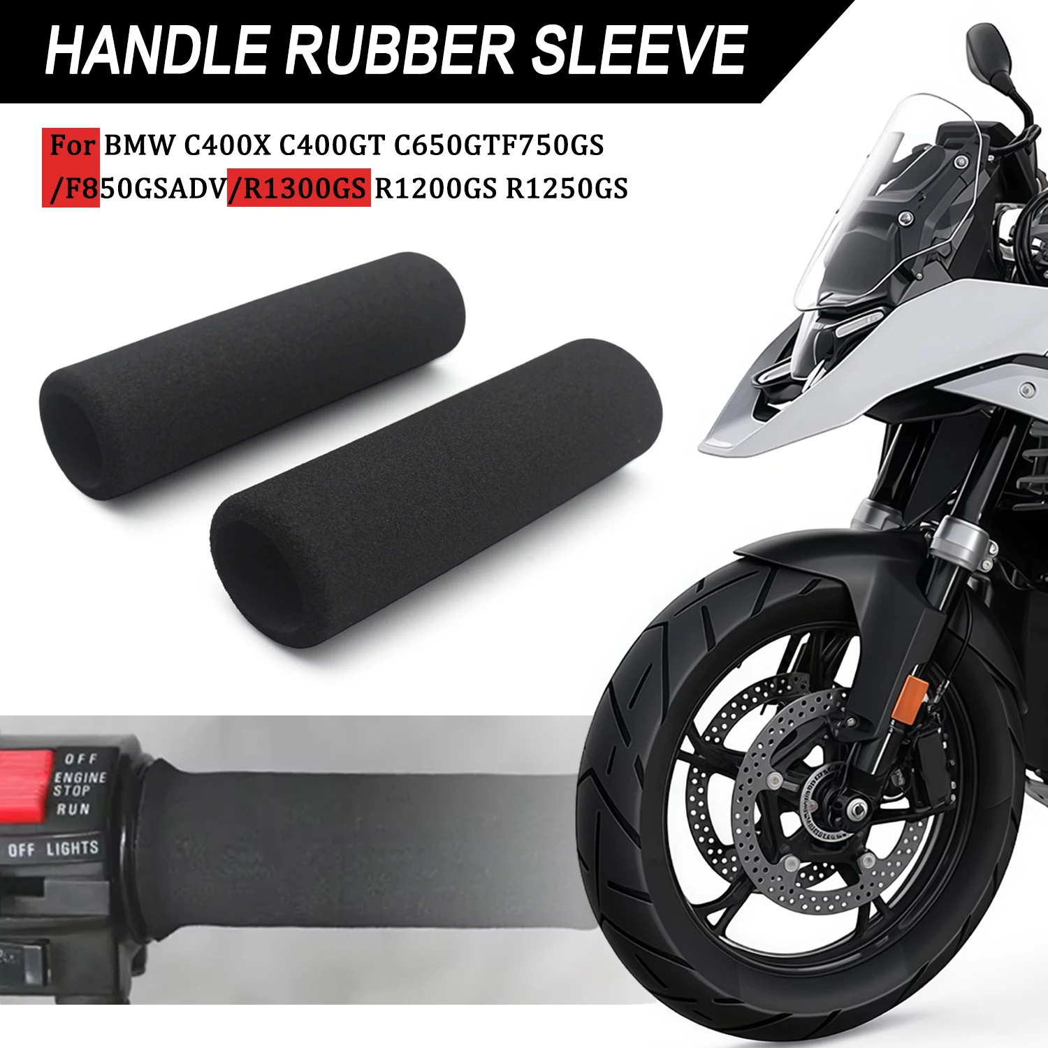Für R850/R1100GS/R1150GS/R1200GS Motorrad-Lenkergriffe, Schaumstoffüberzug, rutschfeste Schaumstoff-Griffe, weicher, rutschfester Ersatz