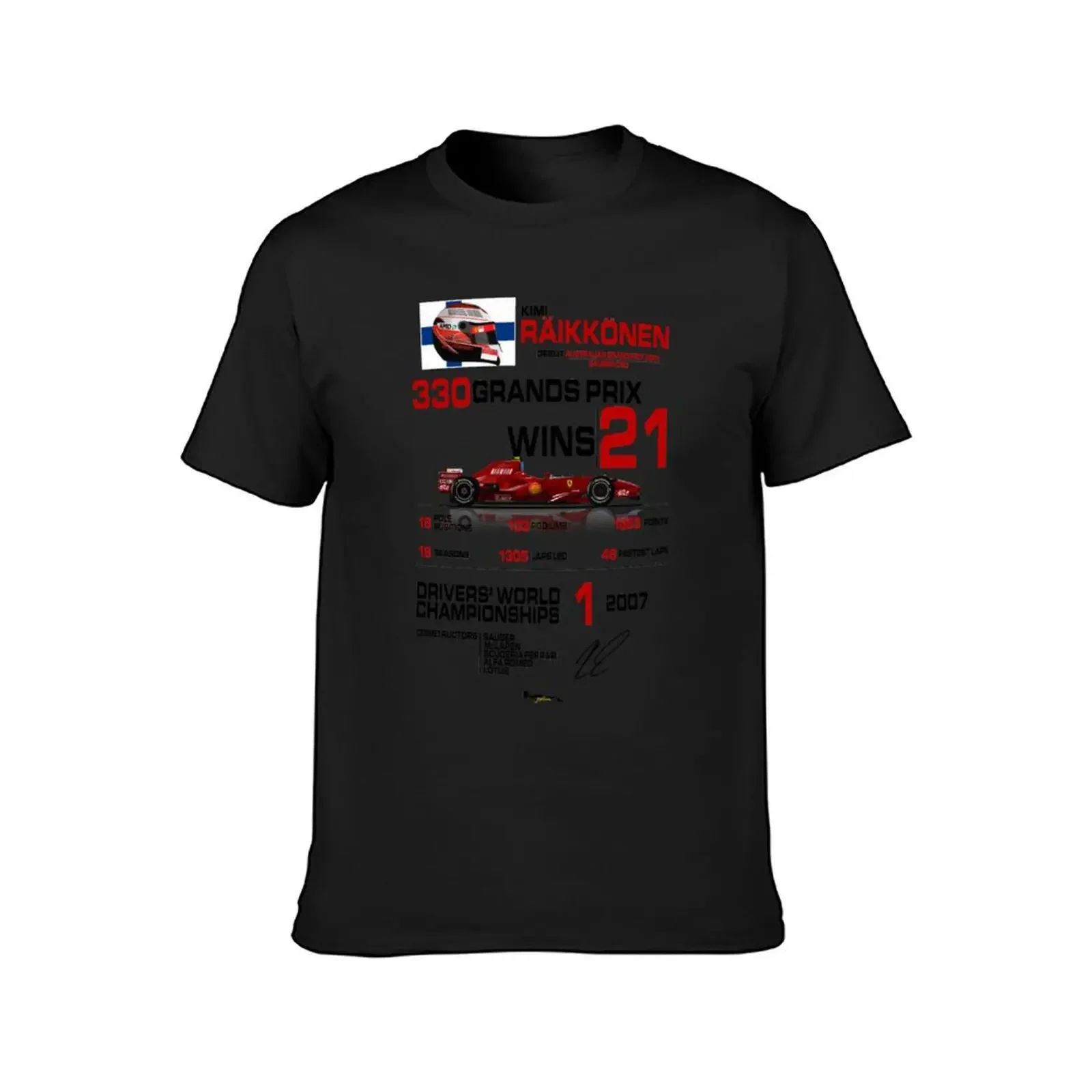 Kimi Raikkonen - F1 Stats with car & helmet design| F1 Raikkonen T-Shirt blanks summer tops t shirts for men