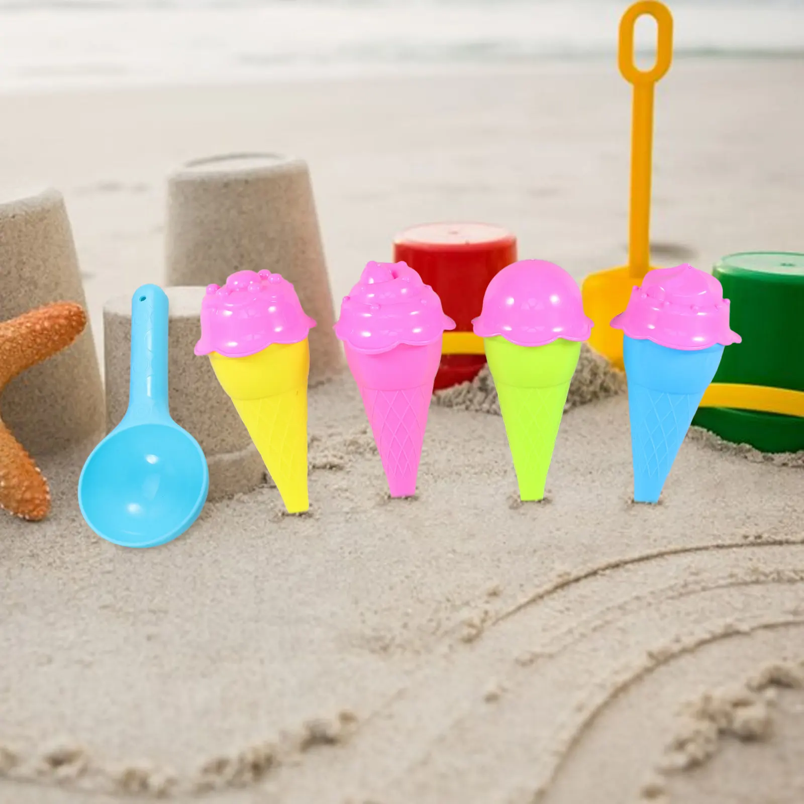 Kids Beach Accessories Ice Cream Sand Toys for Toddlers 1-3 Mold Model Cone Scoop Molds