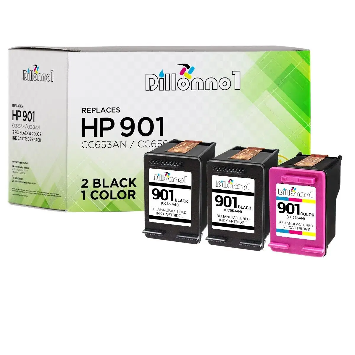 Encre 3PK pour HP 901, pour HP901 CC653AN CC656AN 4500 J4524 J4525