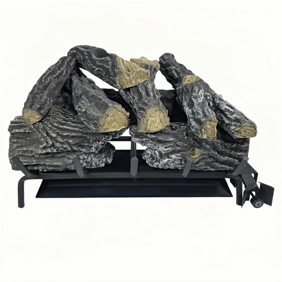 

Vented 18-24 inch Gas Logs Sets with Valves for Natural Gas and Propane Fireplace Burner Manual Control 24 inch Black