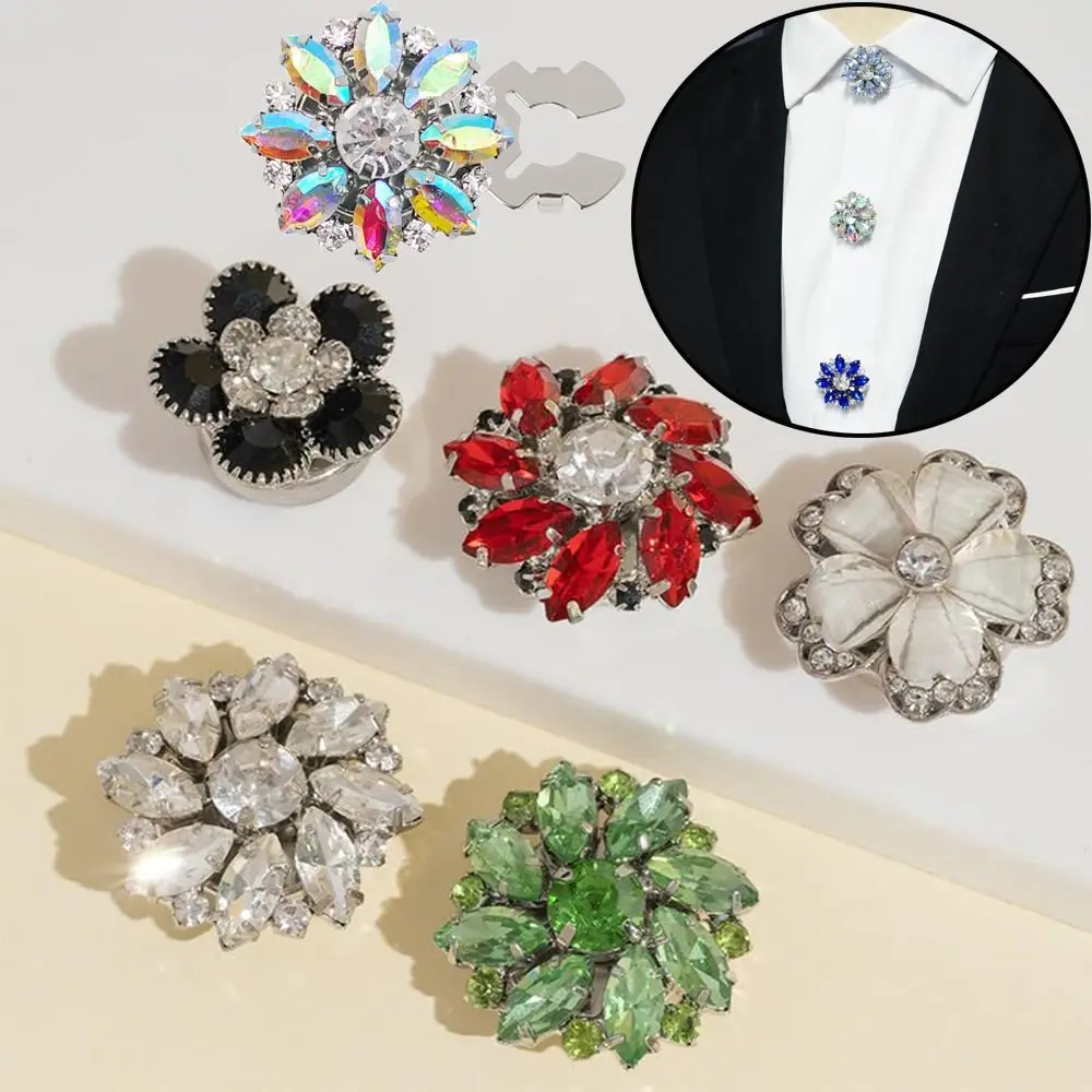 New Design Rhinestone Rhinestone Button Cover DIY Accessories Alloy Flower Cufflinksble Shirt Button Box for Men Women