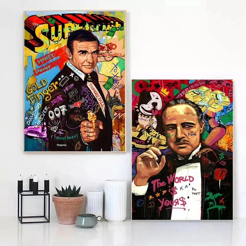 Modern Street Graffiti Aesthetic Wall Art Movie Godfather HD Canvas Paintings Posters and Prints Home Bedroom Living Room Decor