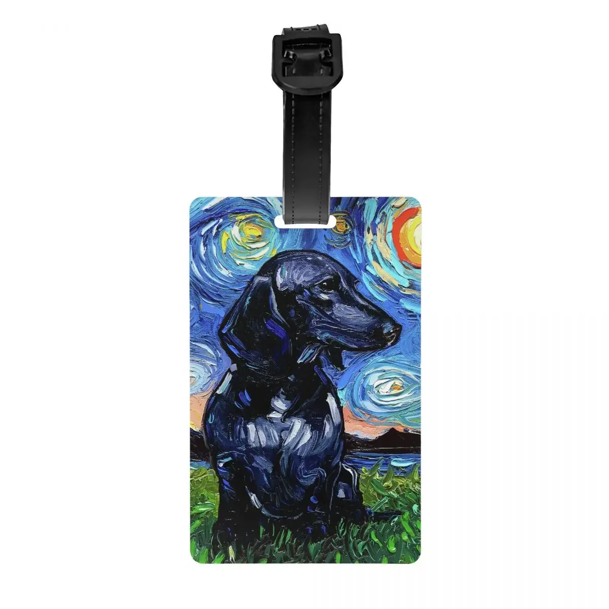 

Dacshund Starry Night Art Luggage Tag for Suitcases Fashion Badger Sausage Wiener Dog Baggage Tags Privacy Cover ID Label