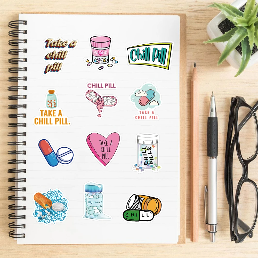 10/30/50pcs Cartoon Pharmacist Pill Graffiti Stickers Laptop Phone Scrapbook Diary Luggage Bike Waterproof Sticker Decal Kid Toy