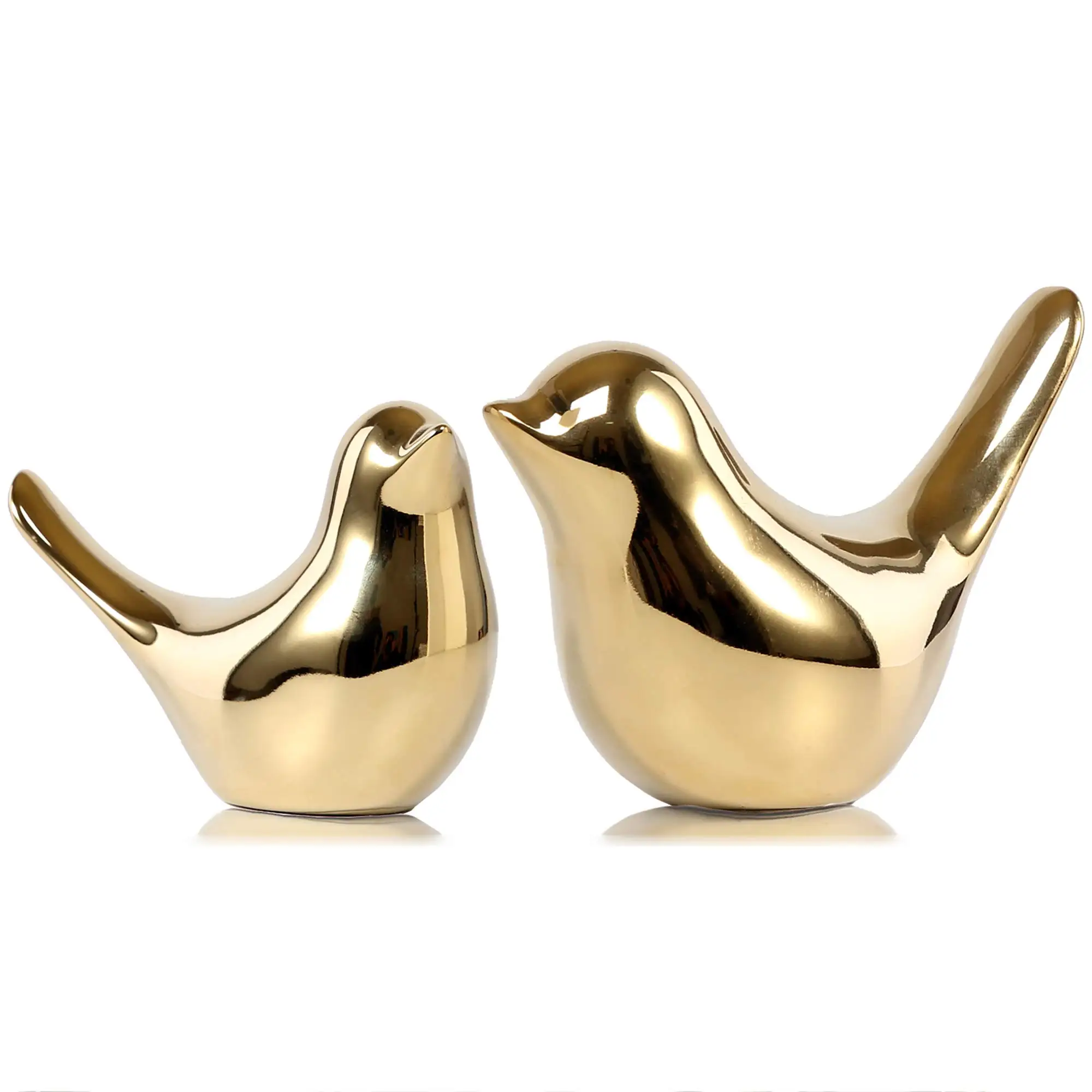 Golden Bird Figurines Modern Ceramic Bird Statues Animal Sculpture Home Decor Crafts  for Living Room, Bedroom, Office Desktop