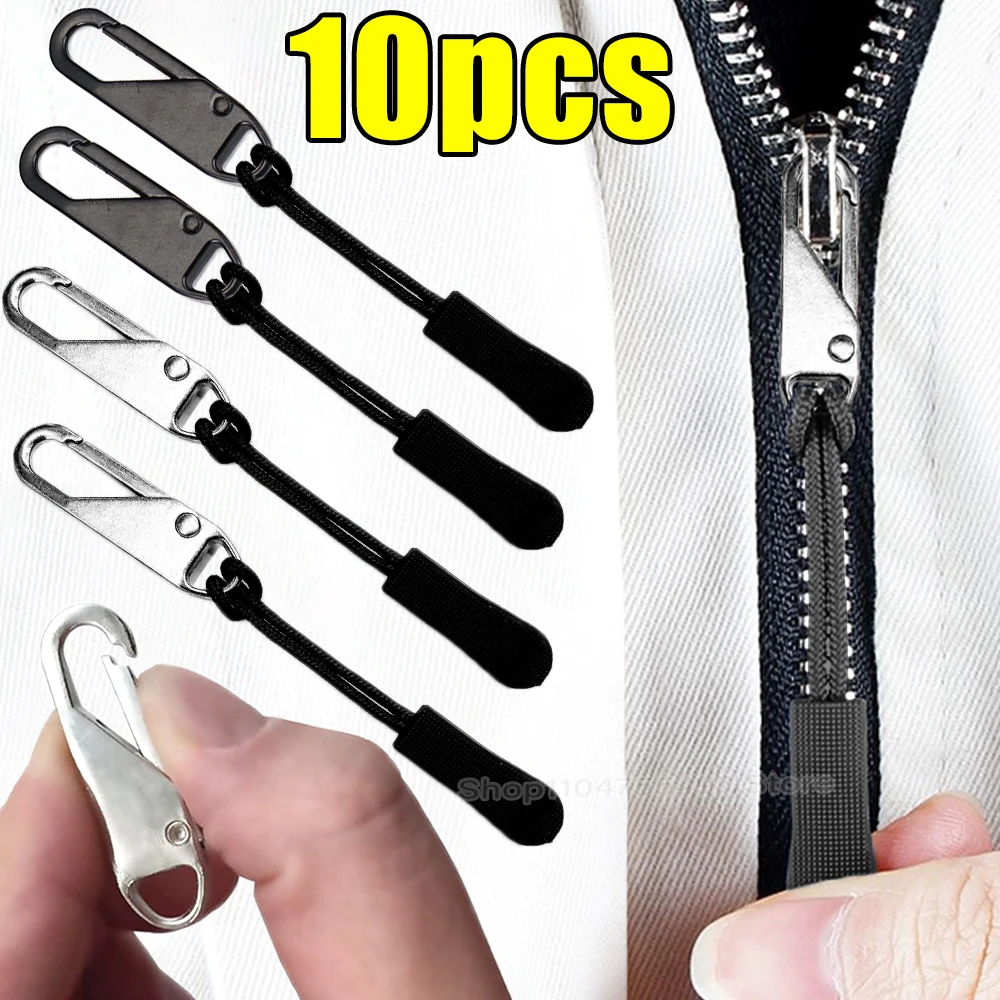 Quick Instant Zipper Repair Kit Universal Zipper Pulls with Cord Metal Zipper Sliders Replacement Bags Clothes Extend Puller