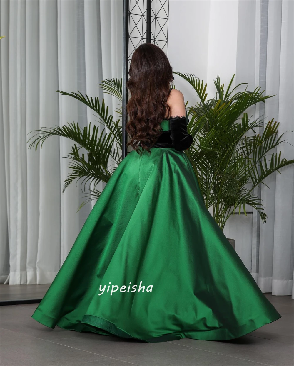 Yipeisha-cetim vestido de baile com cinto, vestidos de noite formais, fora do ombro, requintado, estilo moderno, ocasião sob medida