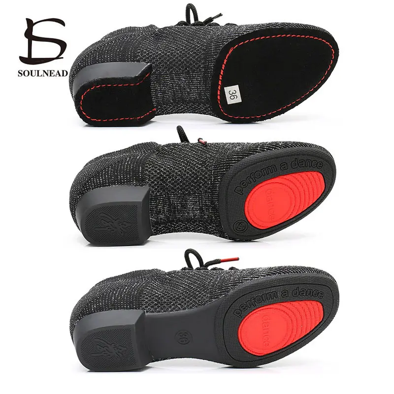 Jazz Dance Shoes Women Line Dancing Shoes Soft Bottom Woman Dance Sneakers Casual Slippers Mesh Knitted Slip-on Female Shoes