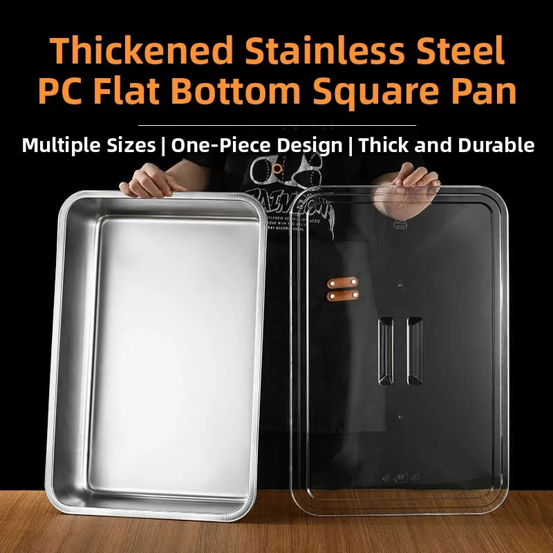 

Прямоугольный глубокий поднос из нержавеющей стали с прозрачной крышкой, тарелка для сервировки, китайский стиль