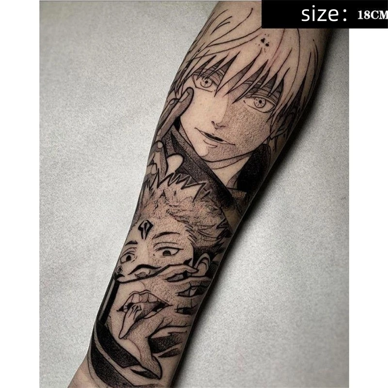 

Временные татуировки дзюдзюцу кайсен, аниме, мультфильм, косплей, татуировка, боди-арт, рука, водостойкая поддельная татуировка, наклейка для женщины и мужчины