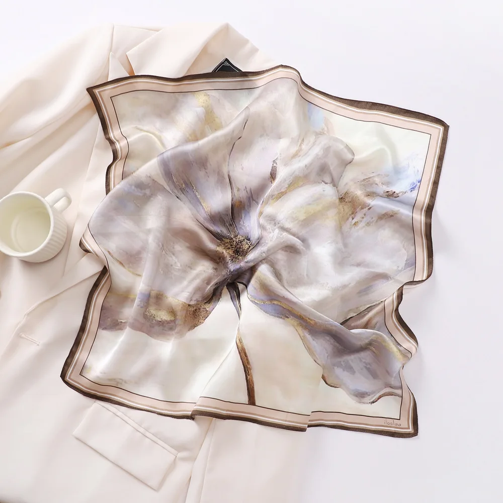 100% Mulberry Silk Scarf Women's Satin Multifunctional Square Scarf 53X53cm - Headband Hair Ribbon Neckerchief Bandana