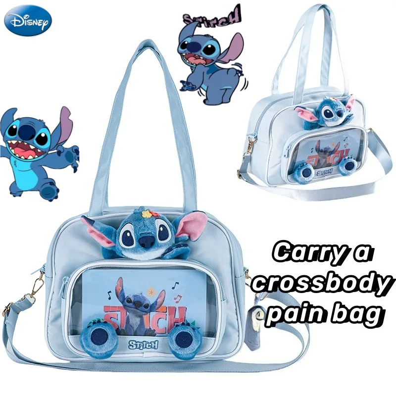 

Disney Stitch Animation peripheral cute splicing girl heart shoulder crossbody high value large capacity bag bag girlfriend gift